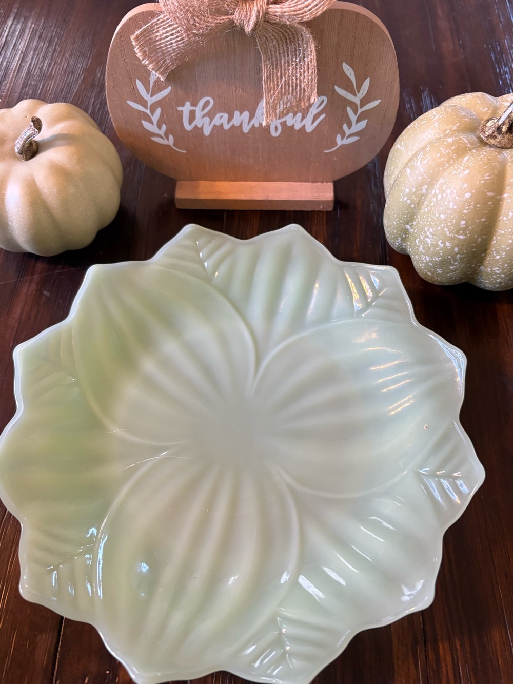 Vintage Jadeite Leaf-Shaped serving plate - Home Dining